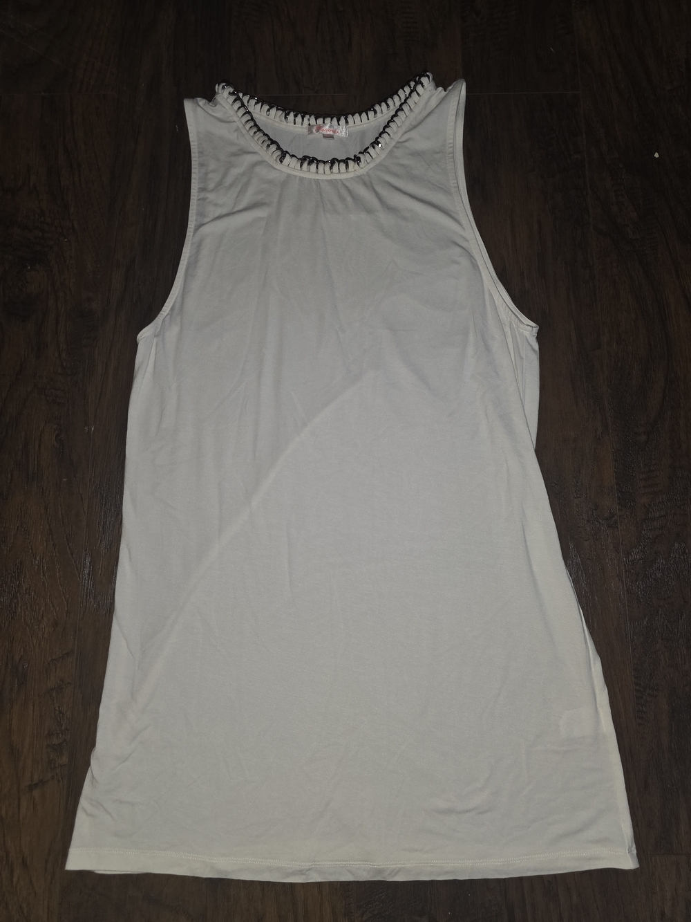 White Sleeveless Mini Dress with Braided Neckline